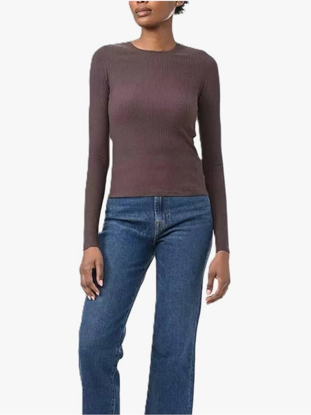 Splendid Ribbed Long‎ Sleeve Crew Neck